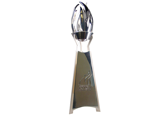 fabricated polished and matte aluminum flame torch award